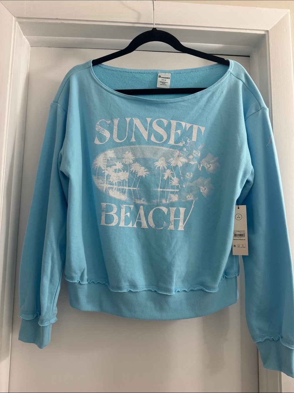 No Boundaries Light Blue 'Sunset Beach' Graphic Sweatshirt